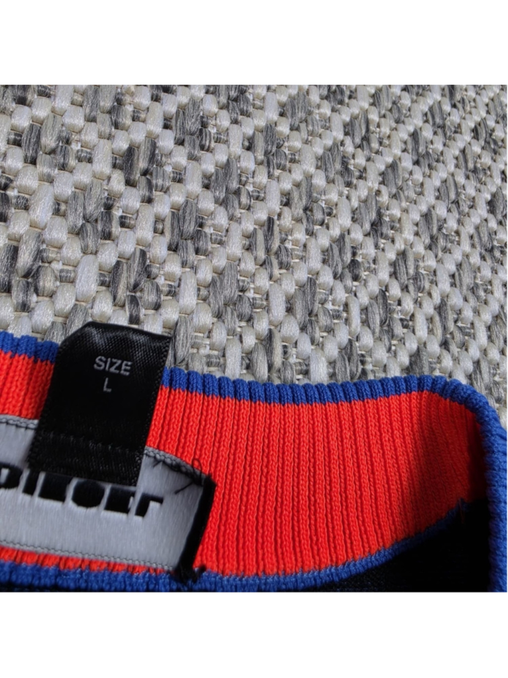 Diesel Men’s L Blue Textured Knit Crewneck Sweater Embroidered Patches Y2K Logo - Picture 6 of 10